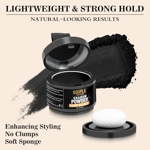 Root Cover Up Powder Hairline Powder for Women Root Touch Up Hair Color for Bald Spots, Eyebrows, Beard Line, Light-Blonde Hair Fibers for Thinning Hair Shadow Cover Up 2 Pack (Black)