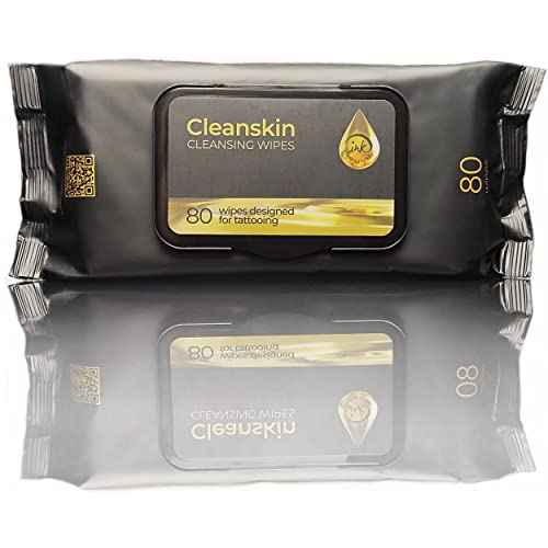 CleanSkin Cleansing Green Soap Tattoo Wipes All in One Solution Tattoo Wipes for during Tattooing | Tattoo Aftercare | Green Soap for Tattooing