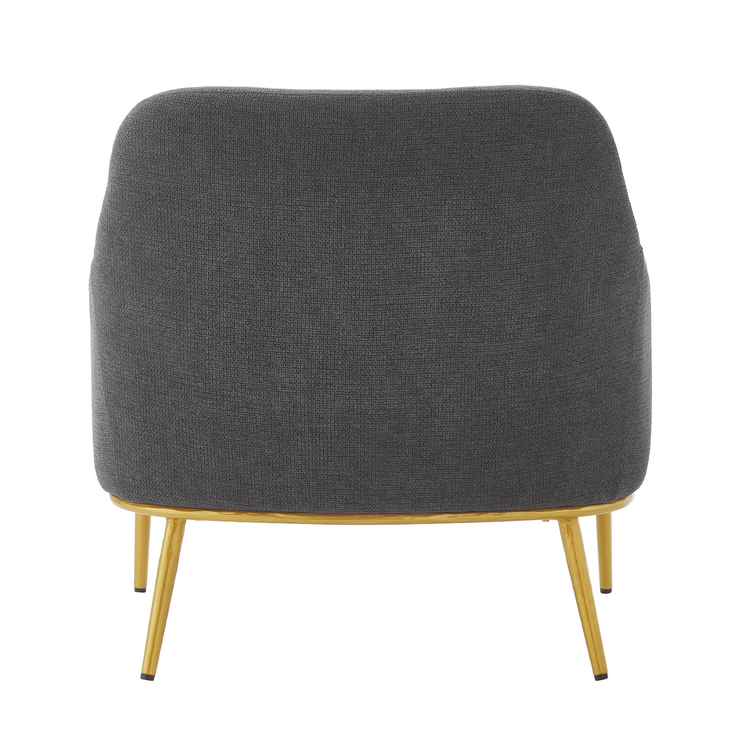 Modern Accent Chair with Curved Backrest and Gold Legs - Dark Gray