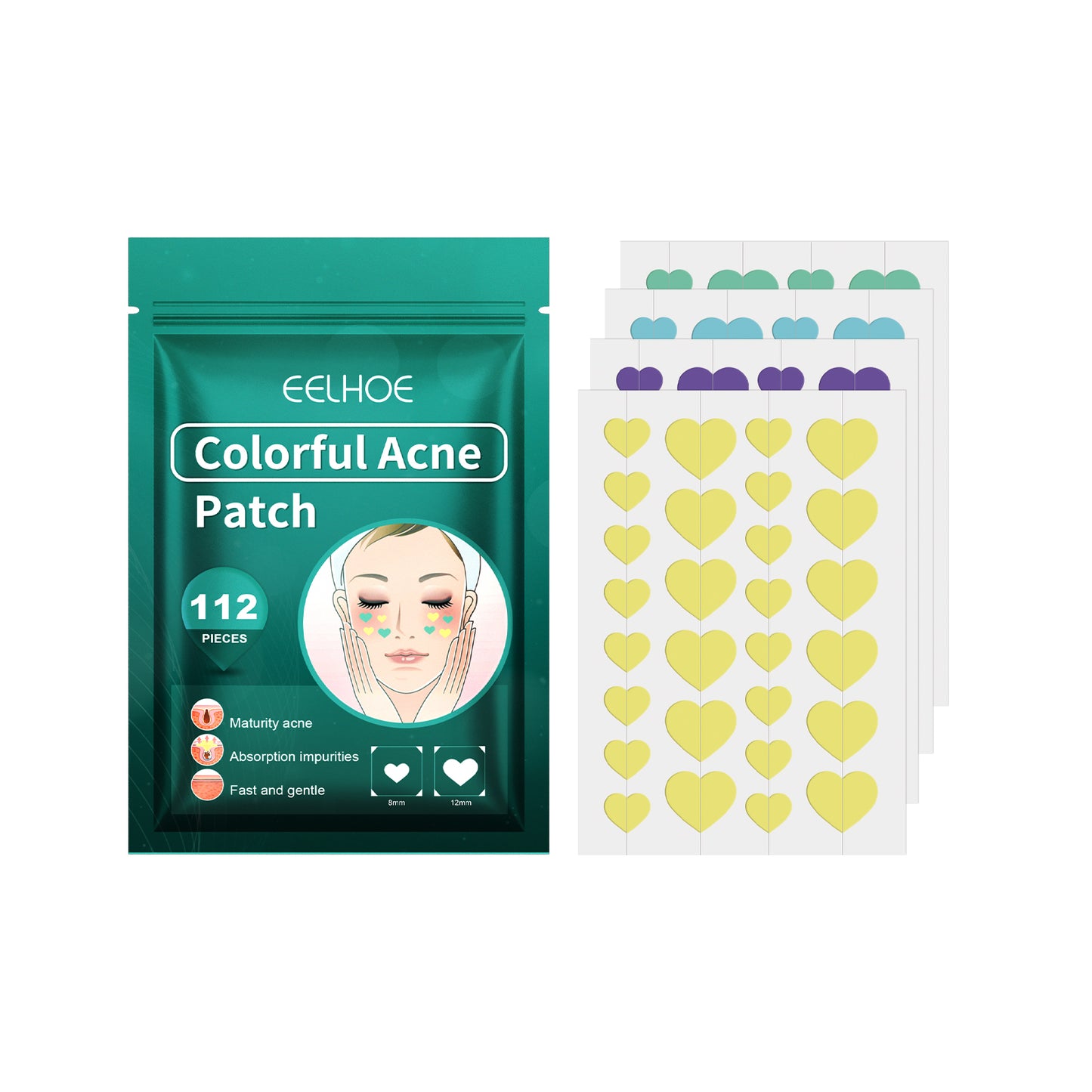 Heart-Shaped Acne Patches with Tea Tree Oil & Hyaluronic Acid