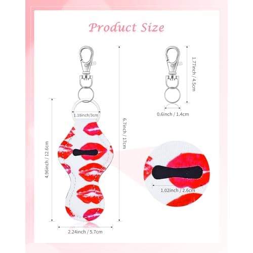 6 Pcs Chapstick Holder Keychain, Lip Balm Holder with 6 Sets Keyring Clips for Lipstick, Chapstick, Lip Balm, Lanyards