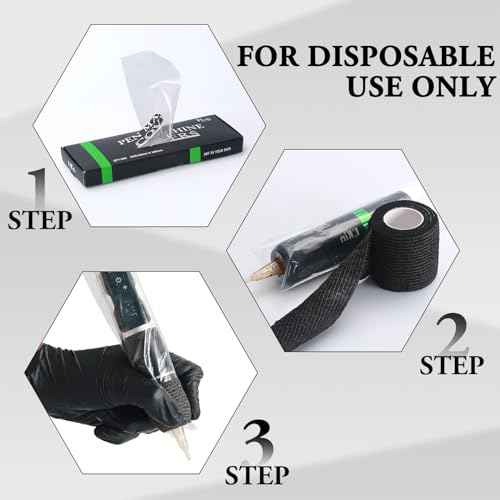 INKin Large Tattoo Machine Covers Black with Self Adhesive Tape, Tattoo Gun Wrap 200Pcs Tattoo Pen Covers with 12Pcs Rolls Tattoo Grip Tape Wrap Cover for Tattoo Supplies And Equipment