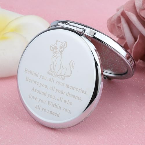 FEELMEM The Inspire Gift Lion Compact Mirror Inspiration Gift Lion Fans Gift Behind You All Your Memories