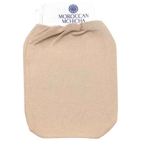 Kessa Exfoliating Glove for Shower, Dead Skin and Self Tan Remover for Body, Kessa Glove for Use with Moroccan Black Soap