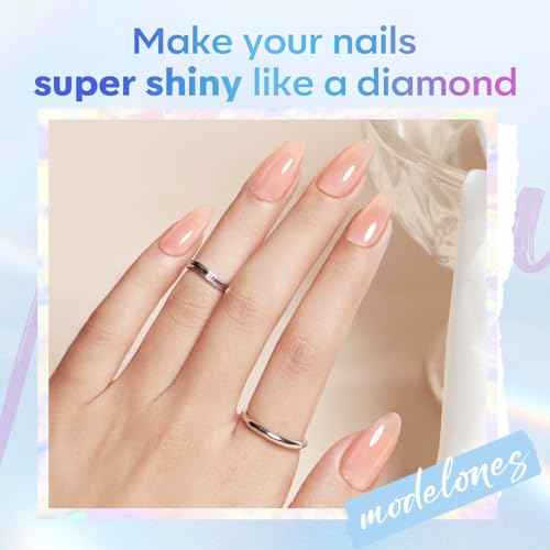 modelones Gel Top Coat, 15 ml 2025 Upgrade Super Shiny Base and Top Coat Set, Soak Off Nail Lamp Acid Free No Wipe Clear Base Top Gel Nail Polish