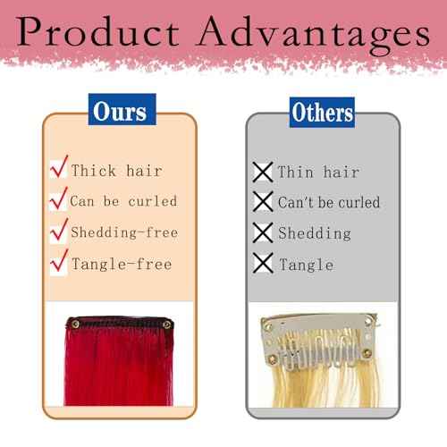 20 PCS Red Hair Extensions Clip in - 22 Inch Colored Hair for Women Girls Kids - Perfect for Parties, Cosplay, Halloween