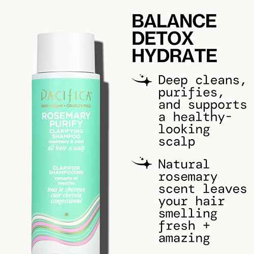 Pacifica Clarifying Shampoo ? Rosemary Purify Invigorating Shampoo w/Soothing Mint for Detoxing Hair & Scalp Build-Up, Sulfate & Silicone Free - Vegan & Cruelty-Free Dermatologist Tested