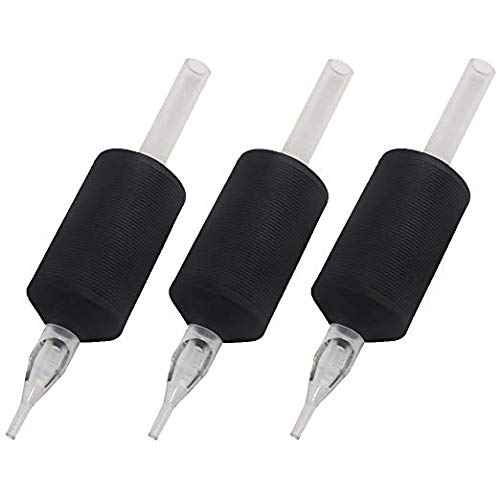 Tatmax 20PCS 1 Inch 25MM Tattoo Disposable Tubes Tips Black Silicone Clear Tips Round, Diamond, Flat Tubes (3 Round Tubes)