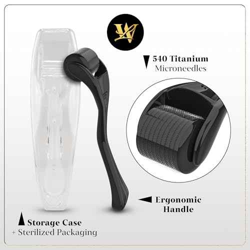 Derma Roller for Skin, Hair & Beard ? Women and Men Titanium Microneedling Roller for Face & Scalp, Safe & Easy to Use - Jet Black