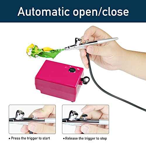 Airbrush Compressor Kit 3 Level Pressure Adjustable with 0.4mm Needle and Nozzle Single Action Airbrush Makeup System Beauty Face Paint Kit for Nail Body Paint
