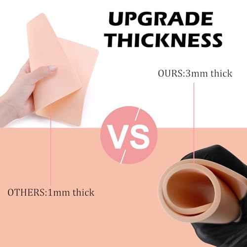 10Pcs Tattoo Skin 3MM - Urknall Fake Skin Blank Tattoo Practice Skins Double Sides Fake Skins Tattooing for Beginners and Tattoos Artists Tattooing Supplies