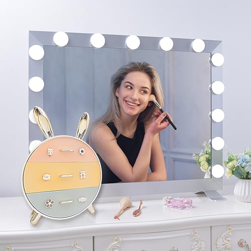 Makeup Organizer and Storage for Perfumes Cosmetics Jewelry,Box for Countertop, skincare Cabinet Storage Bins 3 draws Stackable Vanity Organizer for Dresser and Bathroom Countertop(Golden Ear)