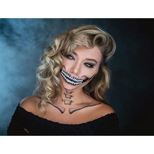 2 x Classic Skull Temporary Tattoo Halloween Costume for Men and Women, Adult, Face Sticker