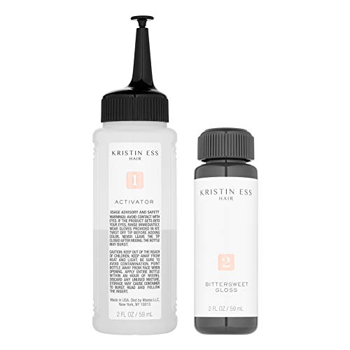 Kristin Ess Dark Brown Hair Dye Gloss Color Treatment in Bittersweet Dark Brunette - 4 Wk Semi Permanent Hair Dye Glaze for Color + Shine - Brightening - Color Depositing Conditioner + Gloss Toner