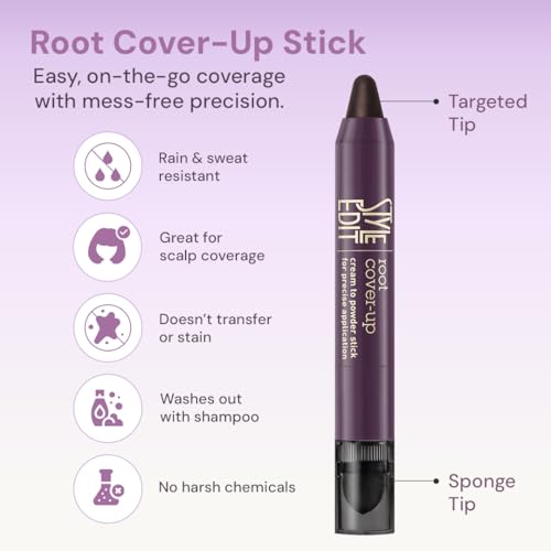 Style Edit Root Touch Up Stick - Instant Concealer for Grays and Roots (Dark Brown)