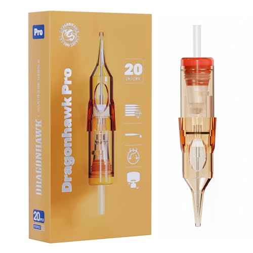 Dragonhawk Pro Tattoo Needles Cartridges, 1003RL Round Liner Pro Needles Pins for Super Artists, 20 Pcs Disposable