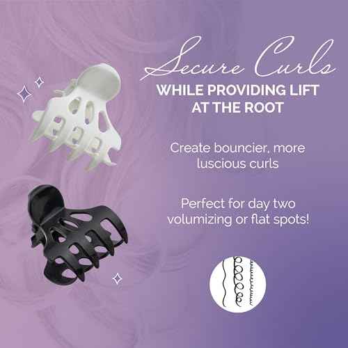 Curl Keeper Claw Clips for Thick & Thin Hair, Roller Jaw Clamps (12-Pack) - Wide Teeth Medium Hair Clips for Women Supports & Creates Volume - Hair Styling Accessories are Lightweight & Easy to Clean