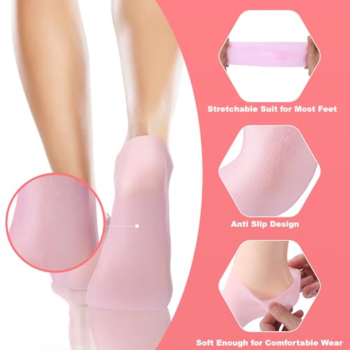 6 Pairs Silicone Socks for Dry Cracked Feet Women,New Upgrade Thickened Moisturizing Foot Mask Exfoliating Silicone Socks,Spa Gel Moisturizer Socks Foot Care After Pedicure