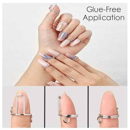 10 Pcs Wudu Nail Rings Adjustable Fingernail Rings Reusable Nail Rings Non-Tarnish For Daily Wear Press on Nails with No Glue For Nails Art DIY Decoration