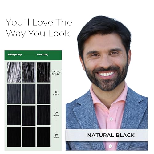 Simpler Men's Hair Color Kit - Full Gray Coverage - Natural Black & Beard Dye - Easy Application for 100% Gray Hair - Natural Black