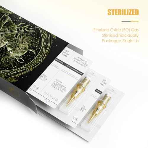 BIOMASER Tattoo Needles 1RL Tattoo Cartridge Needles Single Needle Tattoo Cartridges for Tattooing 20 Count Round Liner with Membrane for Rotary Tattoo Gun Pen Machine Tattoo Supplies£¨1201RL)