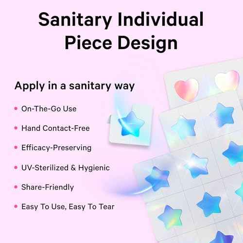 Sosky Hologram Pimple Patches for Face, Hydrocolloid Acne Patches with Salicylic Acid, Cute Star Zit Stickers,Colorful Blemish Covers,48 Count Pink Flower