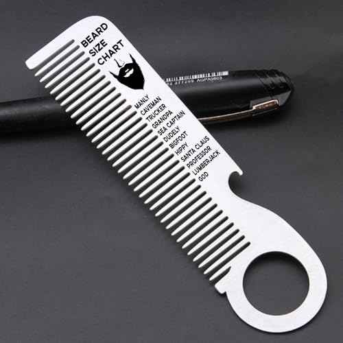 Beard Mustache Comb for Men Dad Grandpa Birthday Gifts for Men Silver Metal Combs Birthday Gifts for Men Him Beard Gifts for Men Boyfriend Husband Funny Christmas Gifts for Men Husband Boyfriend