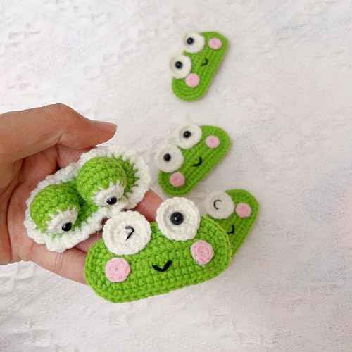ZIUGLIKAL 5PCS Handmade Crochet Frog Clips Funny & Cute Animal Hair Clips Animal Theme Hair Clips For Girls Teenage Girls Women