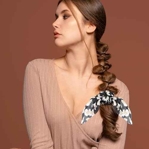 4 Pcs Leopard Hair Scarf Scrunchies Bow Scrunchie For Women Hair Ribbon Bow Scrunchies Long Elastic Hair Bands Rope Scrunchy Soft Ponytail Holders for Women Girls