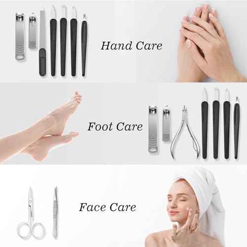 Manicure Pedicure Set, Nail Clipper Set 10-Piece Set Professional Manicure Kit Nail Kit with Portable Brown Travel Case Gift for Men Boyfriend Parent