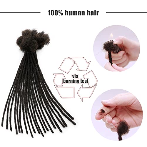 IXIMII 6 inch Human Hair Dreadlock Extensions 60 Strands 0.4cm Full Handmade Permanent Loc Extensions Soft Natural Black Dreads with Needle and Comb for Kids,Men,Women