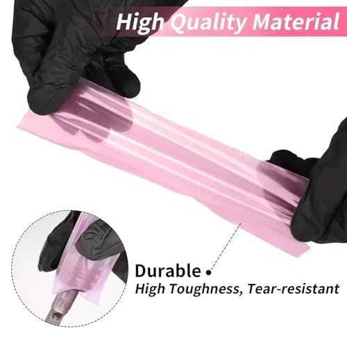 Tattoo Machine Covers & Wrap, 200pcs Tattoo Pen Covers & 8Pcs Wraps & Cutter, Tattoo Machine Bag and Grip, Tattoo Kit Supplies, (Pink)