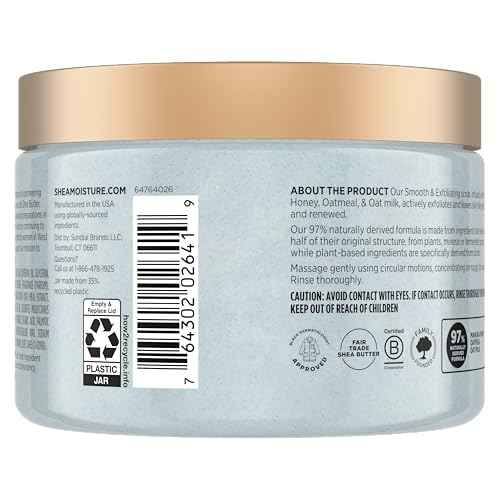 SheaMoisture Shea Sugar Body Scrub Manuka Honey Oatmeal for smooth & exfoliating Smooth and Exfoliating Body scrub with 24h shea moisture nutrients 12 oz
