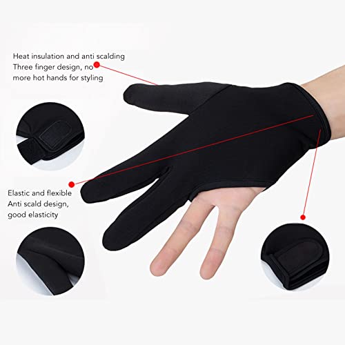 ZJchao Heat Gloves for Hair Styling, 2Pcs 3 Finger Barber Glove Insulated Hair Styling Heat Protector Glove Mittens Gloves Hairdressing Tools for Hair Curling Perming