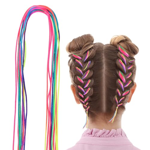 30 Pcs Hair Braids Colorful Hair Wrap String Assorted Gradient Color Hair Rope Band Rainbow Braiding Hair Tie DIY Ponytail Braids Halloween Hair Styling Accessories for Women Girls