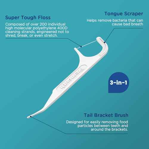 3-in-1 Braces Flossers - Orthodontic Dental Floss Picks, 100 Count (Pack of 1)