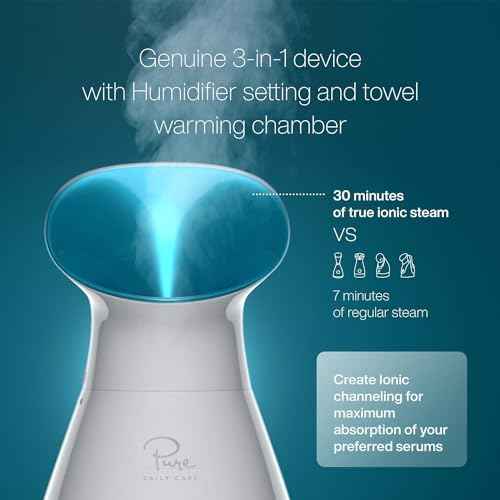 Pure Daily Care NanoSteamer Large 3-in-1 Nano Ionic Facial Steamer with Precise Temp Control - Humidifier - Unclogs Pores - Blackheads - Spa Quality - Bonus 5 Piece Stainless Steel Skin Kit (Teal)