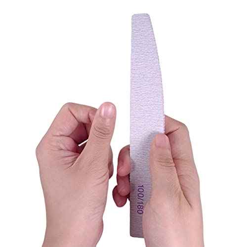 Nail File and Buffer (10 Pcs), Buffer Block Nail Files Double Sided 100/180 Grit for Acrylic and Natural Nails, fingernail Emery Board Buffing Blocks Manicure Set Nail Care kit Tool Halfmoon Arc