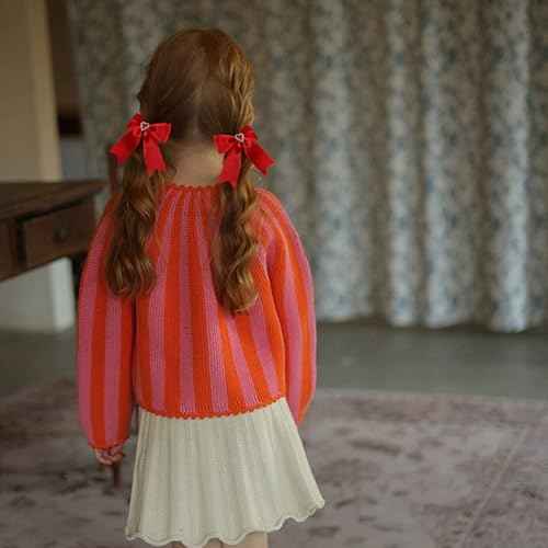 Red Hair Bow Clips Satin Bowknot Hair Clips Sweet Heart Rhinestones Ribbon Hairpins for Girls Chirstmas Valentine's Day Party Hair Accessories