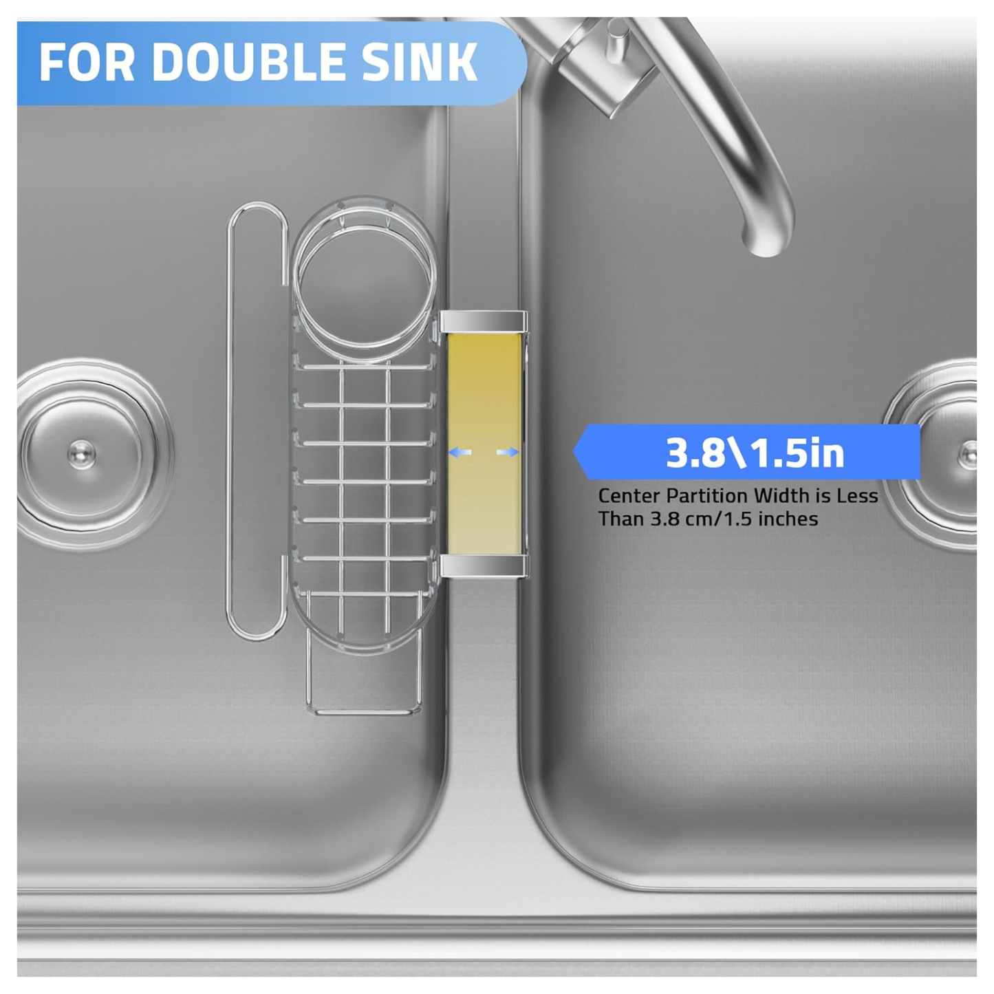 Stainless Steel Kitchen Sink Caddy Organizer with Suction Cups
