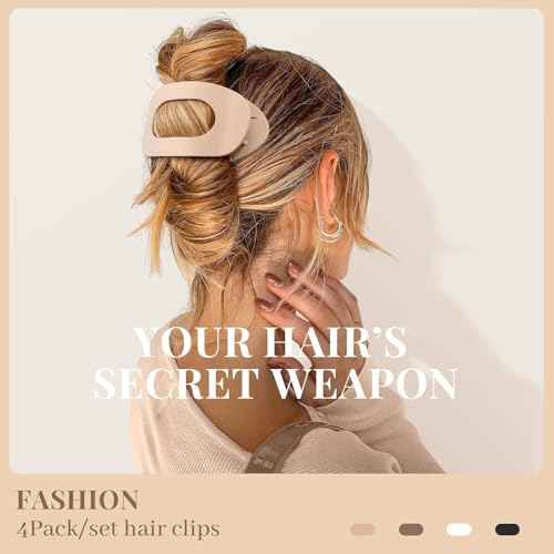 Flat Hair Claw Clips for Women,Matte Medium Hair Clips for Thick & Thin Hair- Comfortable Everyday Use for Office, Yoga, Party & Casual Styling (4PCS A)