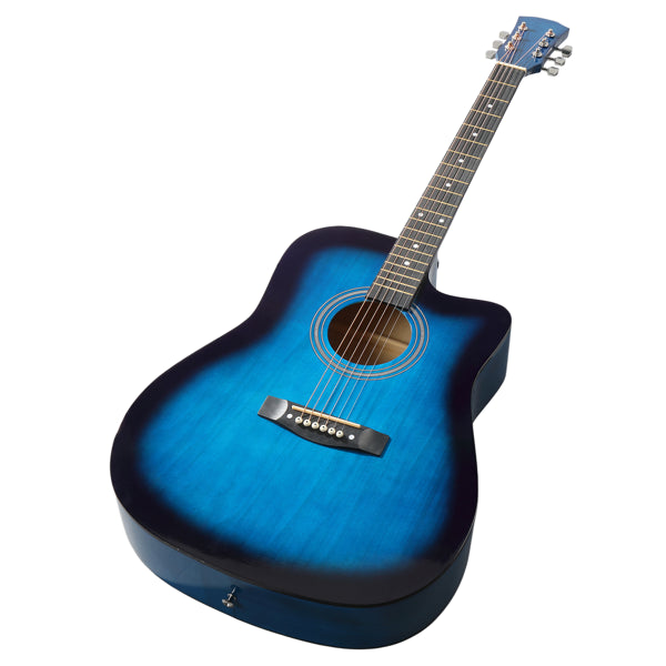 41-Inch Blue Dreadnought Cutaway Acoustic Guitar Bundle