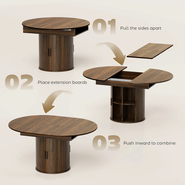 Extendable Dining Table with Storage - Walnut