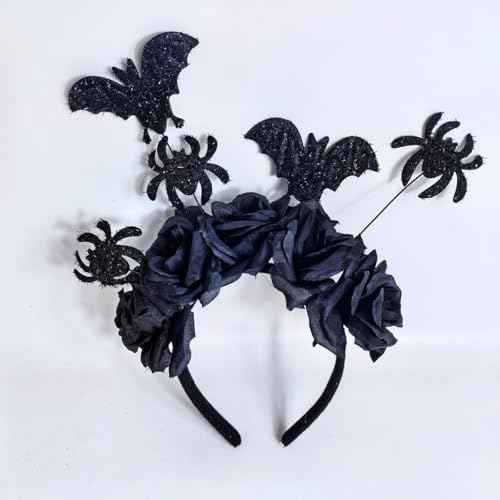 Halloween Headbands for Women and Girls Festival Hair Accessories Non Slip Halloween Party Decorations Black Rose Spider Bat Cute Fashion Headband 1 Pcs Universal Size