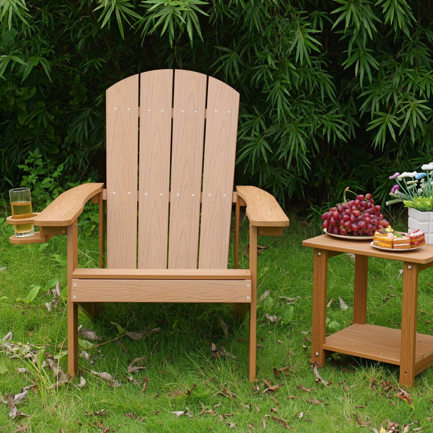 Outdoor Lounge Chair With Cup Holder For Patio Relaxation & Garden