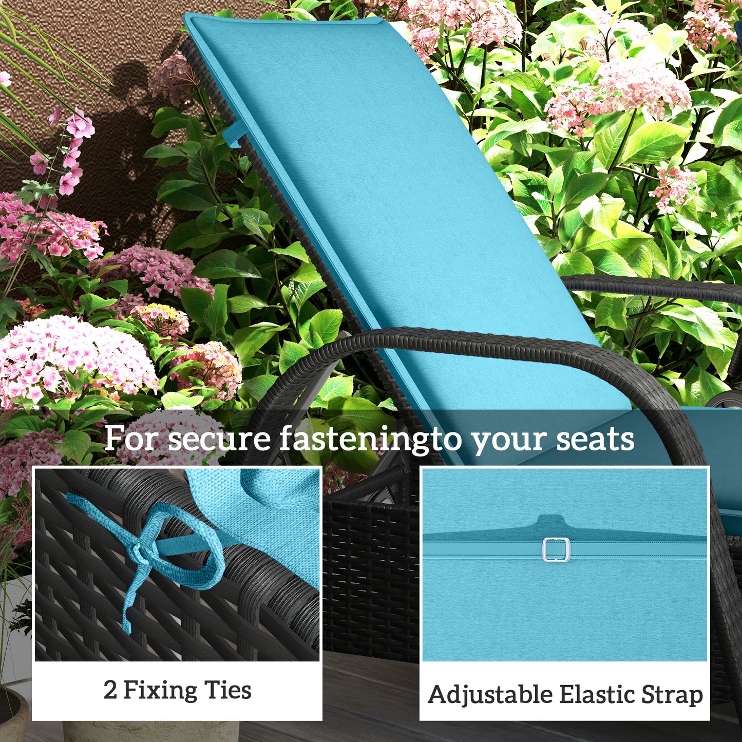 Foldable Outdoor Lounge Chair Cushions Set of 2 - Light Blue