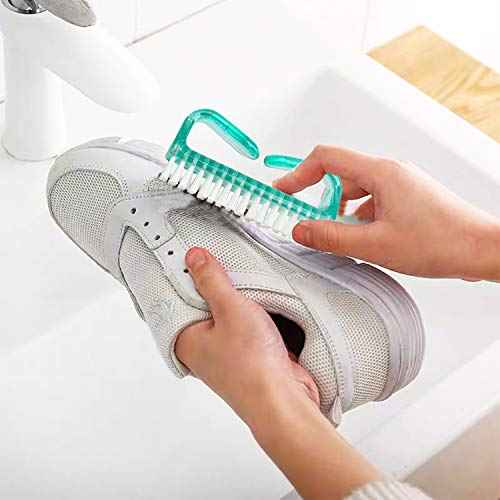 6 Pack Handle Grip Nail Cleaning Brush, Qeedy Fingernail Brush Cleaner Scrub Brush Kit for Toes Shower and Women & Men & Kids (Color A)