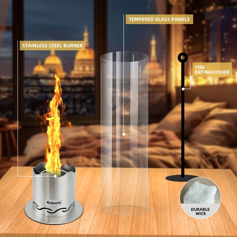 Portable Tabletop Fire Pit - Clean-Burning Bioethanol Fireplace