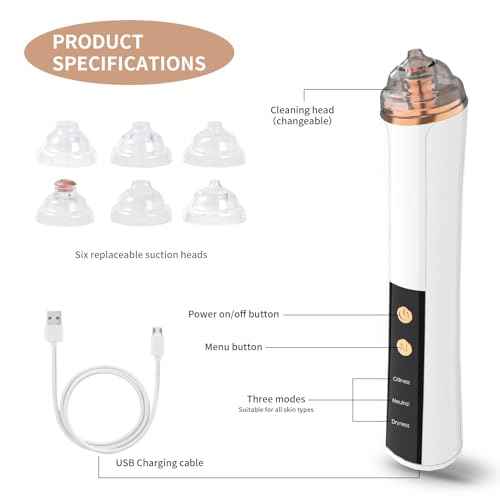 Blackhead Remover Pore Vacuum,Facial Pore Cleaner-6 Suction Power,3 Adjustable Suction Levels,USB Rechargeable Blackhead Vacuum Kit Electric Acne Extractor Tool for Women & Men (White)