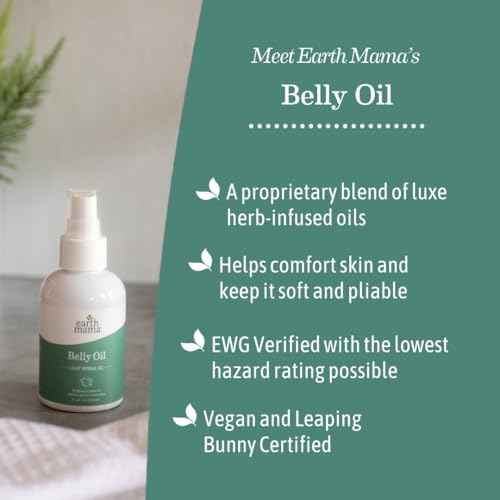 Earth Mama Belly Oil for Dry Skin | Calendula Skin Care Moisturizer Oil to Encourage Natural Elasticity and Help Prevent Stretch Marks During Pregnancy and Postpartum, 4-Fluid Ounce